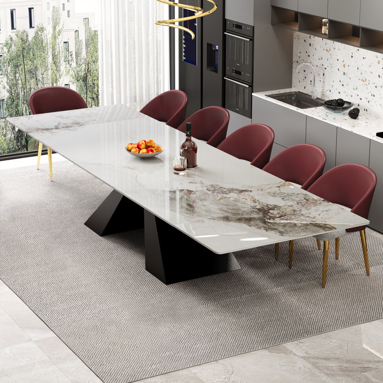Rectangular Extendable Dining Table Up To 110'' with Sintered Stone Top for 8-12