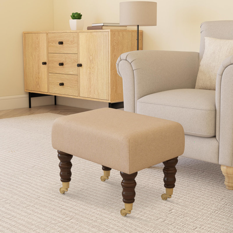 Autryville Wood Caster Leg - Fabric, Mahogany, Ecru Beige, Poz