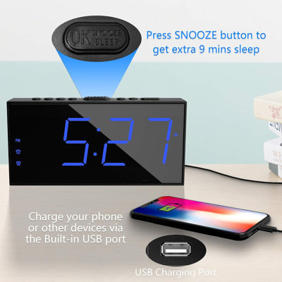 Digital Electric Tabletop Clock with Alarm Black