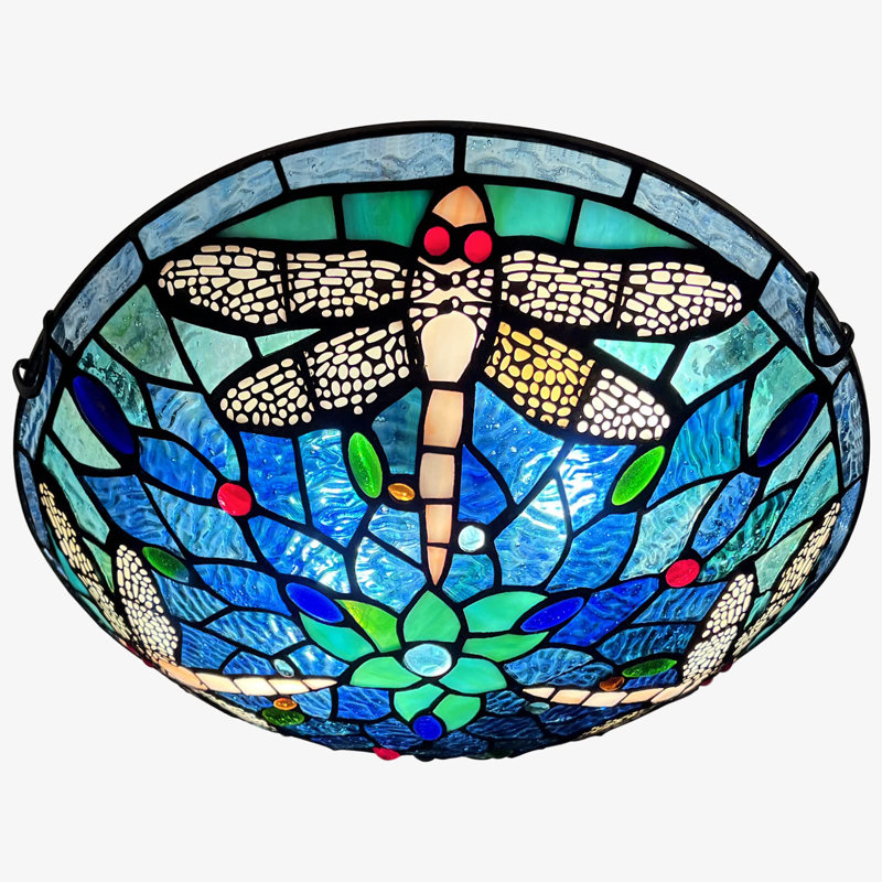 Plafonnier encastré en verre Tiffany