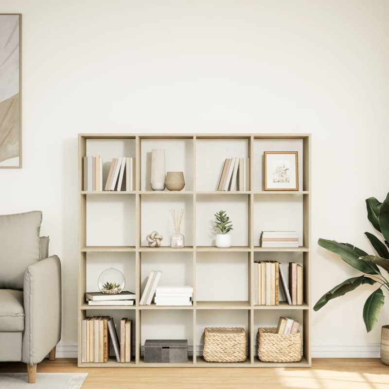 Avayla 137.5cm H x 137.5cm W Book Cabinet Bookcase, Sonoma Oak