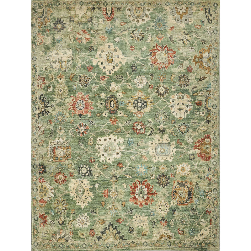 Oxford Hand-knotted Ghazni Wool, Green Area Rug, Rectangle 12' x 15'