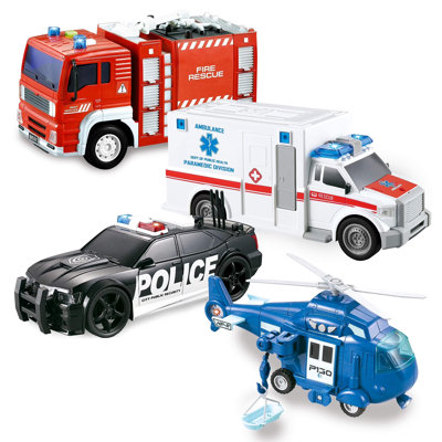 Ensemble de 4 ensembles de jeu pour véhicule d'urgence avec son et lumière