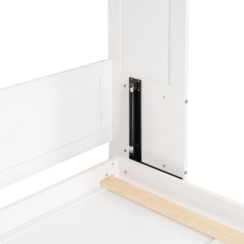 Lit escamotable blanc pleine grandeur avec lit, tablettes et - Facile à assembler, option de rangement peu encombrant, conception économique pour les petits espaces