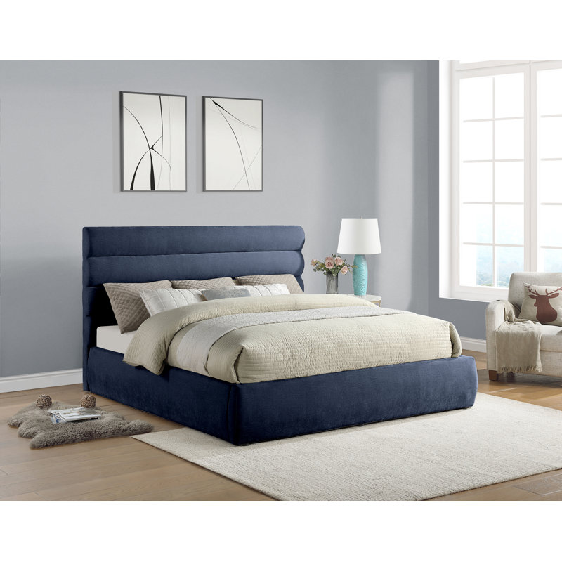 Lit en tissu Adam Chenille, Très grand, Navy Chenille Fabric