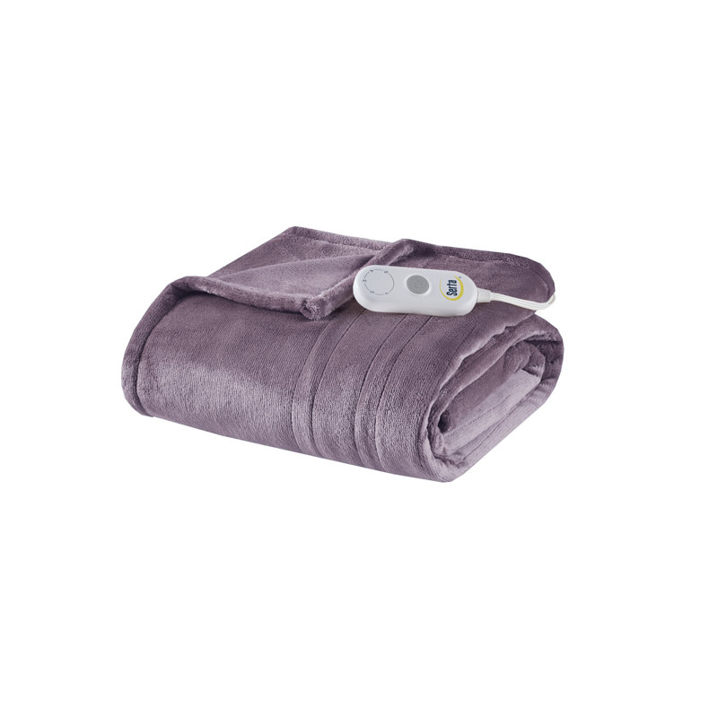 Serta Plush Heated Throw, Purple