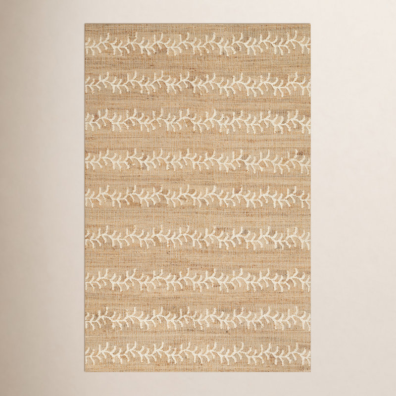 Erin Gates by Momeni Orchard Vine Stripe Jute and Wool Hand Woven Ivory Area Rug, Rectangle 10' x 14'