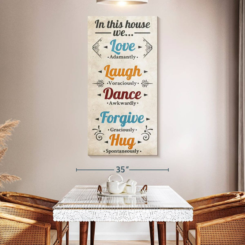 Plaque murale «Blissful Family Rules», H 54 po x l 27 po