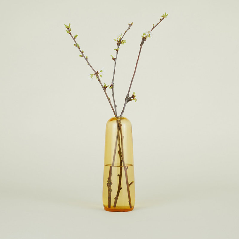 Aurora Handmade Glass Table Vase, Amber, 11.5" H x 4" W x 4" D