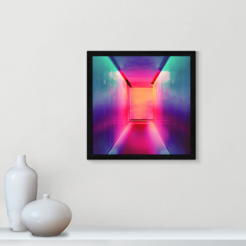 «Neon Wonderland I» par Efe Kurnaz, H 17 po x l 17 po x P 0,75 po, Cadre noir mince