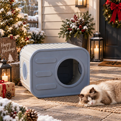 Maison de chat décoratif en résine - abri intérieur et extérieur résistant aux intempéries, en forme de caméra, facile à nettoyer