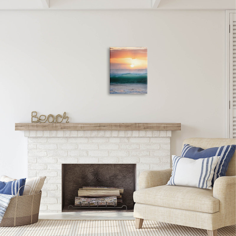 Au-543-Toile, coucher de soleil orange, vagues océaniques sur toile par Dennis Frates, photographie