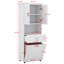 Armoire de buanderie avec panier à linge inclinable et tiroir, armoire de rangement haute en bois avec portes et tablettes réglables, autoportante-1010618221