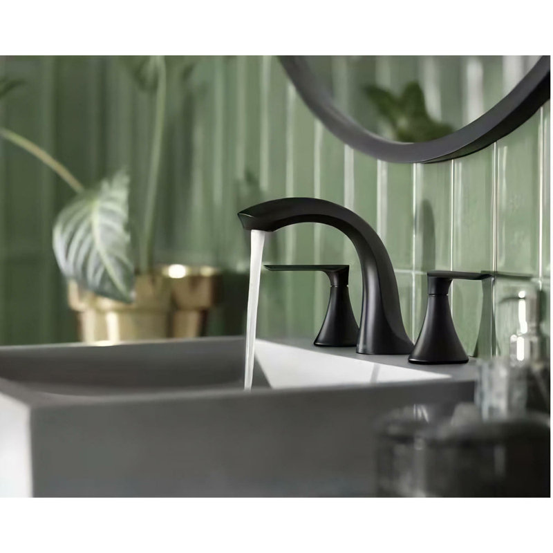 Robinet pour salle de bain à poignée large à 2 poignées Findlay - Noir mat (valve incluse), Noir mat