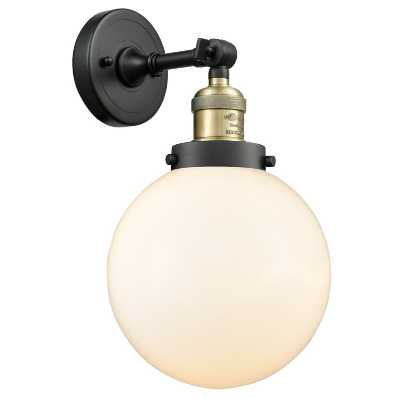 Clementina Dimmable Bath Sconce, 6 Watt Vinage LED Bulb, Matte White Cased, Black Antique Brass