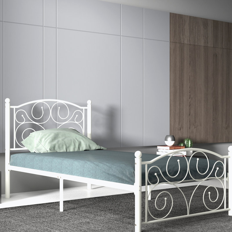 38.64'' Steel Bed Frame with Open Headboard, Twin