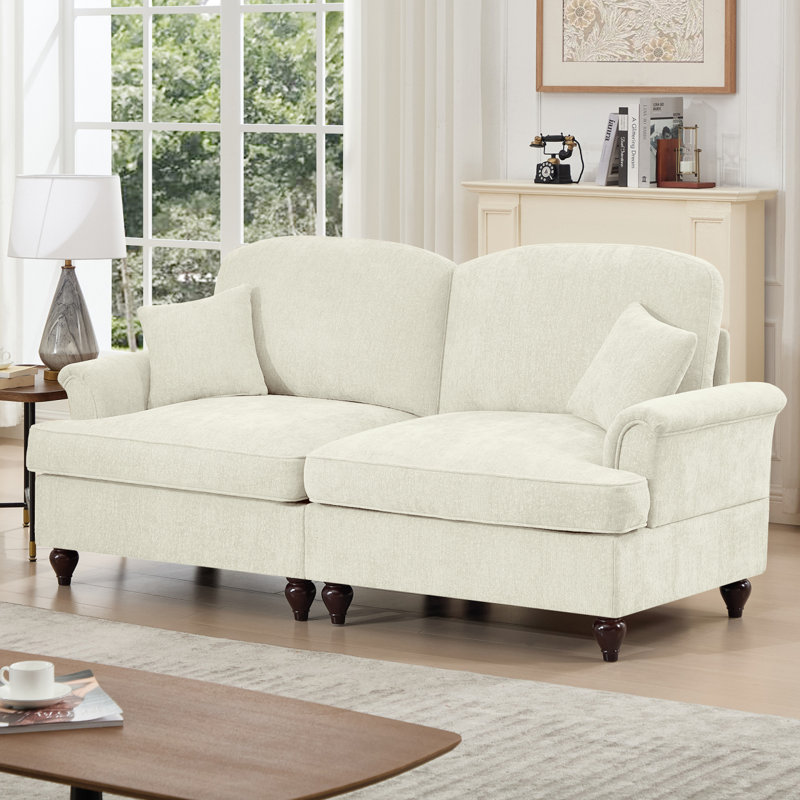Élégant canapé deux places surdimensionné Mid-Century, Beige