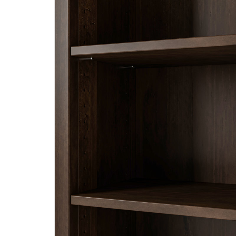 Bibliothèque en bois massif de style Shaker classique, (4 tablettes) H 48 po x l 30 po x P 13,25 po, Rich Brown