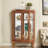 Curio Cabinet With 2 Tempered Glass Doors, Adjustable Shelves And Led Light-1031905955