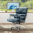 Blue Genuine Leather Executive Office Chair with Aluminum Frame-1710331758