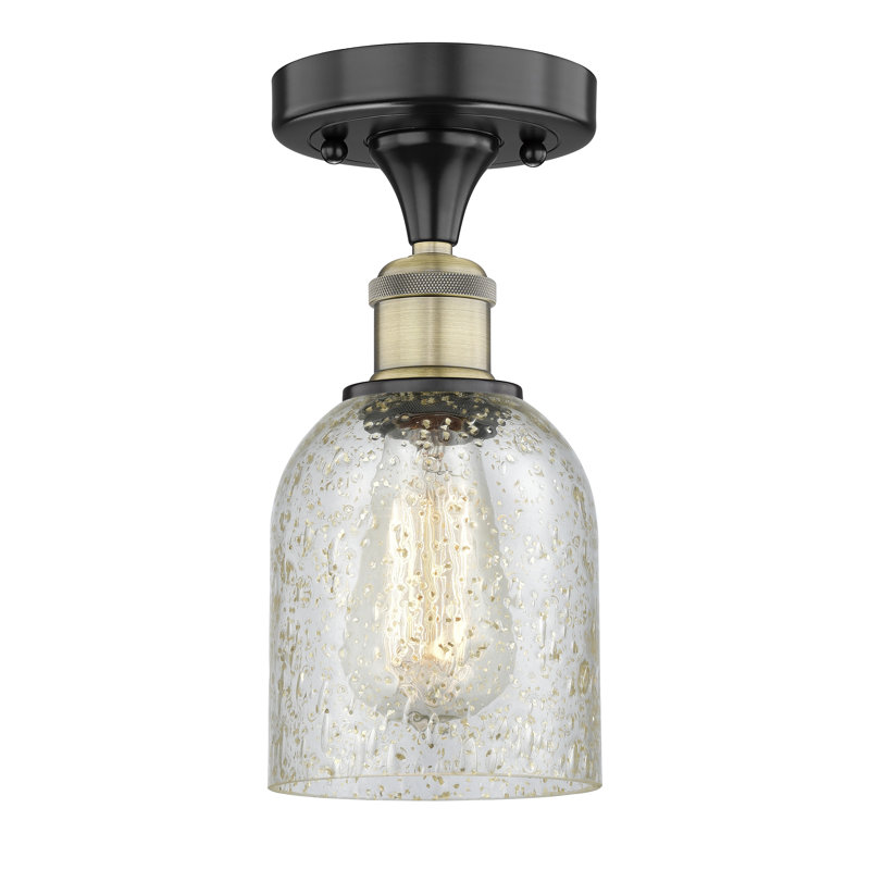 Losurdo Glass Semi Flush Mount, Mica, Black Antique Brass