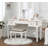 Mirrored Vanities Desk with Drawers, Bedroom Makeup Vanity Table Set with Mirror and Stool, Flip Up Dressing Table for Bedroom/Makeup Room, Working Desk Furniture Combo