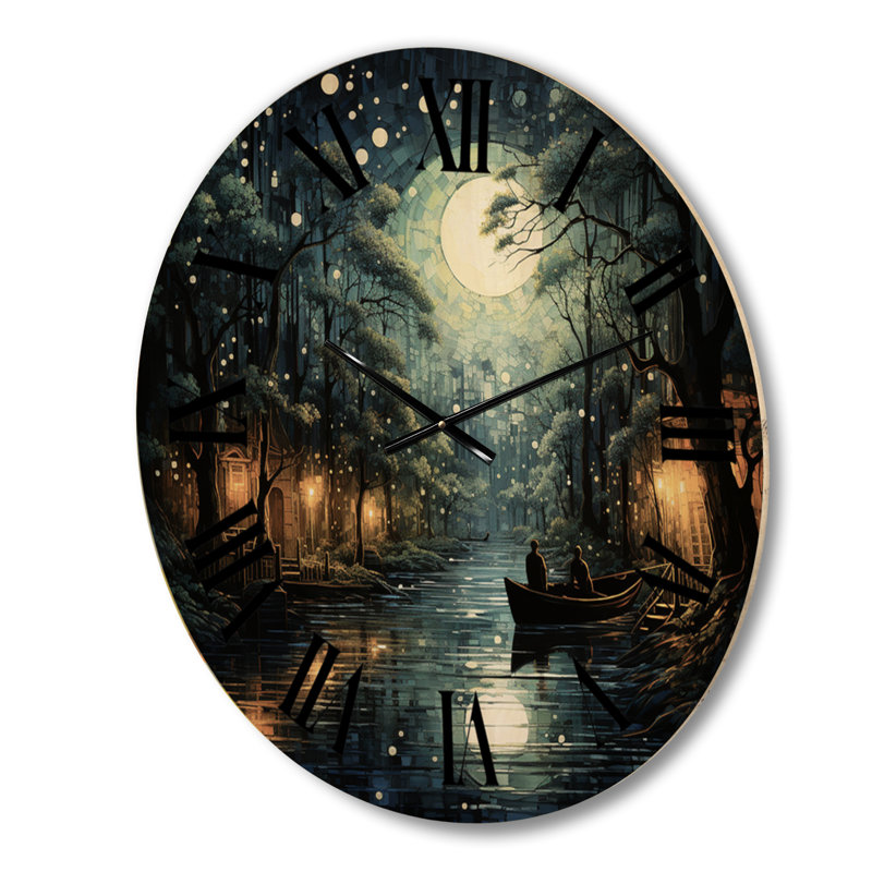 Très grande horloge murale Teal Canal Dramatic Canals, Grand