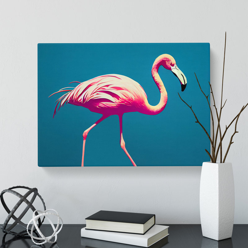 Thrilling Flamingo - Wrapped Canvas, 40cm H x 60cm W x 3cm D