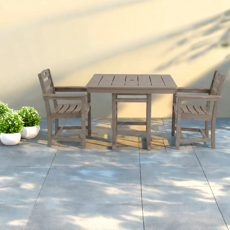 Space Saving Patio Dining Sets, Hdpe Rustic 3 Piece Set For Patio