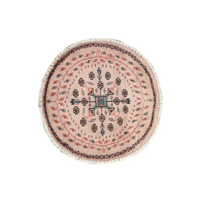 Handgefertigter Teppich Dennett aus Wolle in Beige