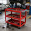 Chariot à outils robuste en acier à 3 niveaux - Chariot utilitaire d'une capacité de 450 lb avec roues pivotantes verrouillables, chariot de service industriel pour garage, atelier, entrepôt