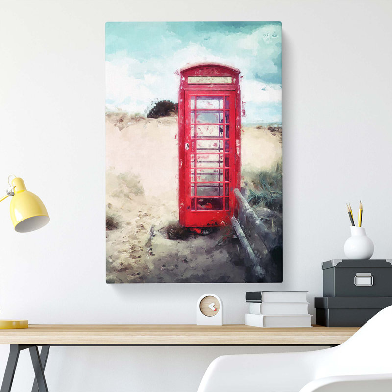 Red Telephone Box In Abstract - Wrapped Canvas, 60cm H x 40cm W x 3cm D