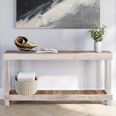 The Holiday Aisle 60" White Narrow Solid Wood Console Table