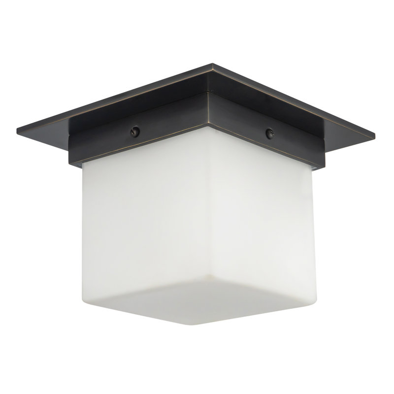 Mineral 8-in Brass Flush Mount, Oil Rubbed Bronze, Opal Glass