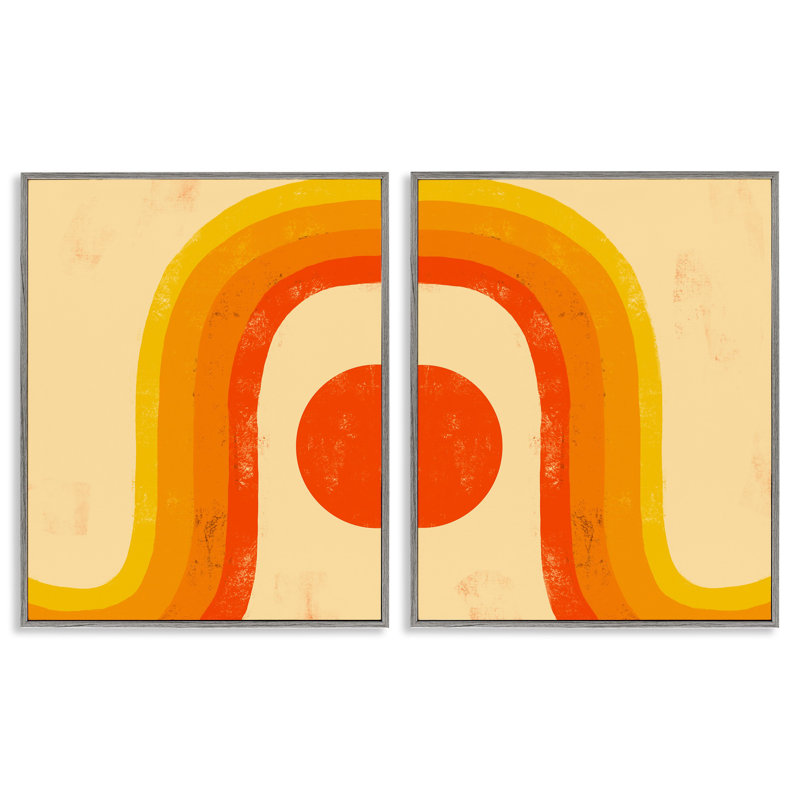 Soleil couchant sous un ton chaud, arc-en-ciel, ensemble de 2 estampes par Daphne Polselli, Estampe numérique Farmhouse