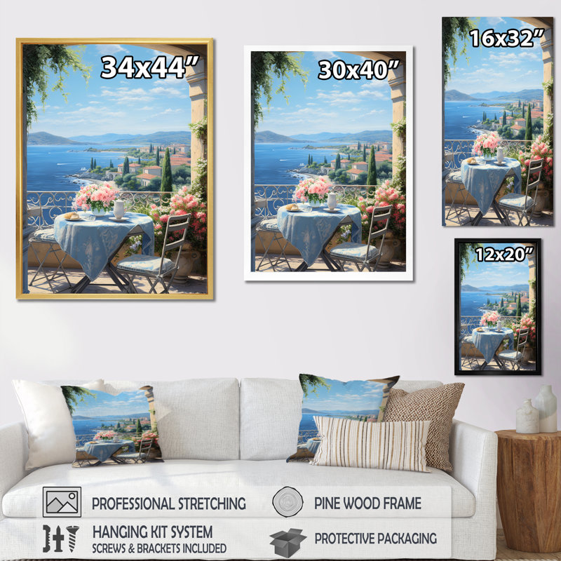 «French Coastal Retreat In Provence II», art mural encadré, H 20 po x l 12 po x P 1 po, Cadre flottant brun