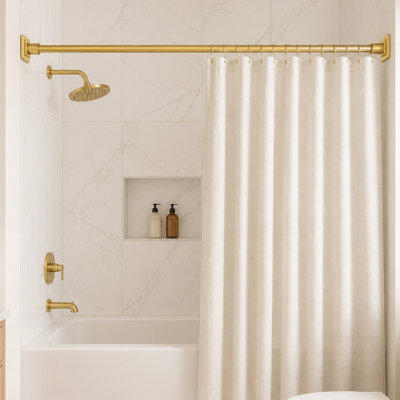 Gold Tension Shower Curtain Rod, Adjustable 31" To 79" No-drill Curtain Rod For Bathroom Or Windows