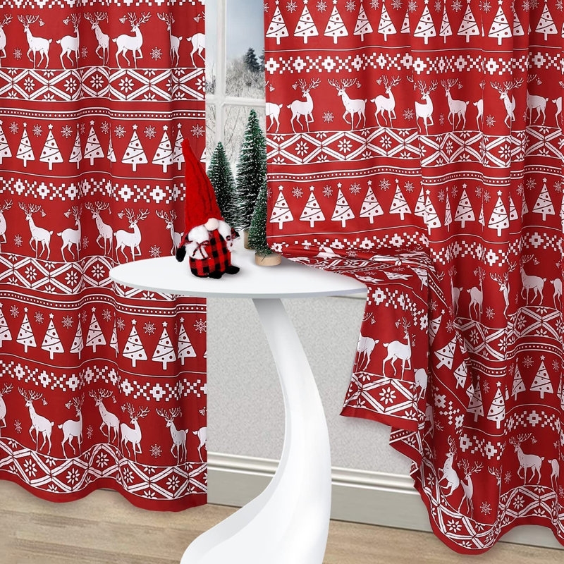 Rideaux de Noël très longs rideaux de Noël, L 52 po x L 95 po
