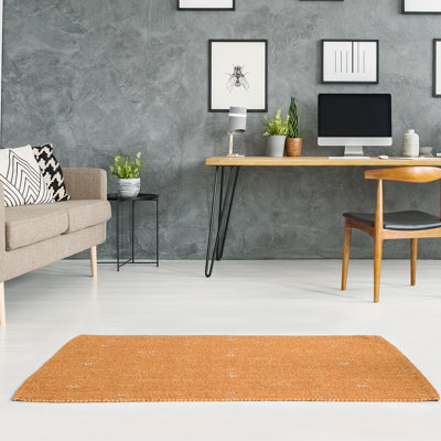 Tapis orange/blanc fait main