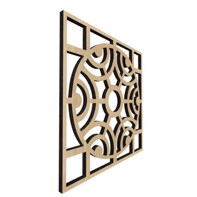 Walton Decorative Fretwork Wood Wall Panels, Small, 11 3/8"W x 11 3/8"H x 3/8"T, White Oak