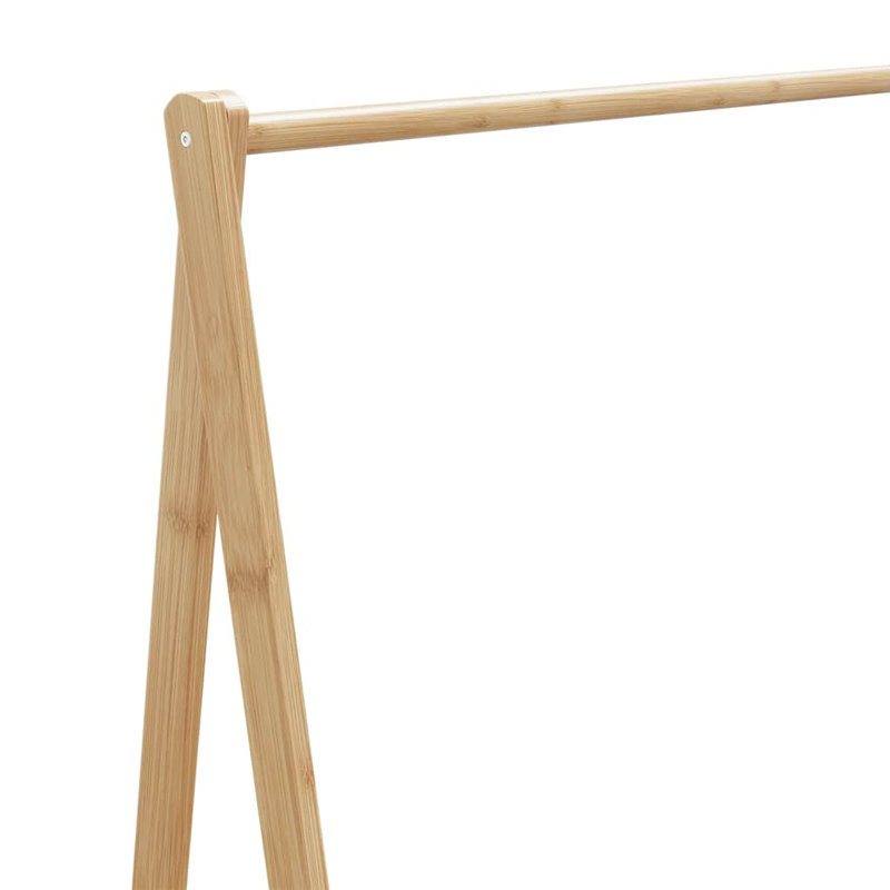Portable Bamboo Clothes Rack with Shelves and Wheels