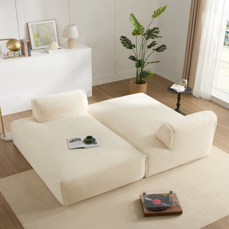 Chaise longue modulaire rembourrée avec dossier Cianciulli, Beige
