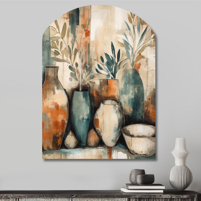 Geissler - Boho Feather Arch, impression sur métal, reproduction d'art asymétrique traditionnelle