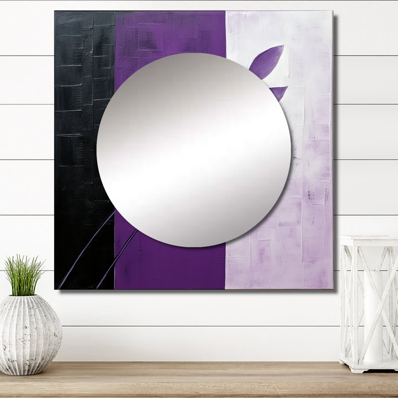 Cailynne - Grand miroir carré mauve à motif de fougères, 36 po x 36 po