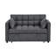 Lit convertible à 2 places, gris avec lit escamotable dissimulé, dossier pliable et poches latérales pour magazines, petite chaise longue convenant aux chambres d'amis, espaces de rangement idéaux et limités