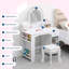 Coiffeuse pour enfants avec miroir lumineux et tabouret, bureau réglable à DEL avec rangement pour filles de 3 à 9 ans-1662210274