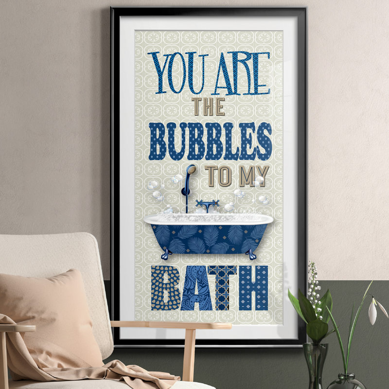 «Bubbles To My Bath», art textuel avec cadre photo, H 14,5 po x l 26,5 po x P 1,5 po, Noir