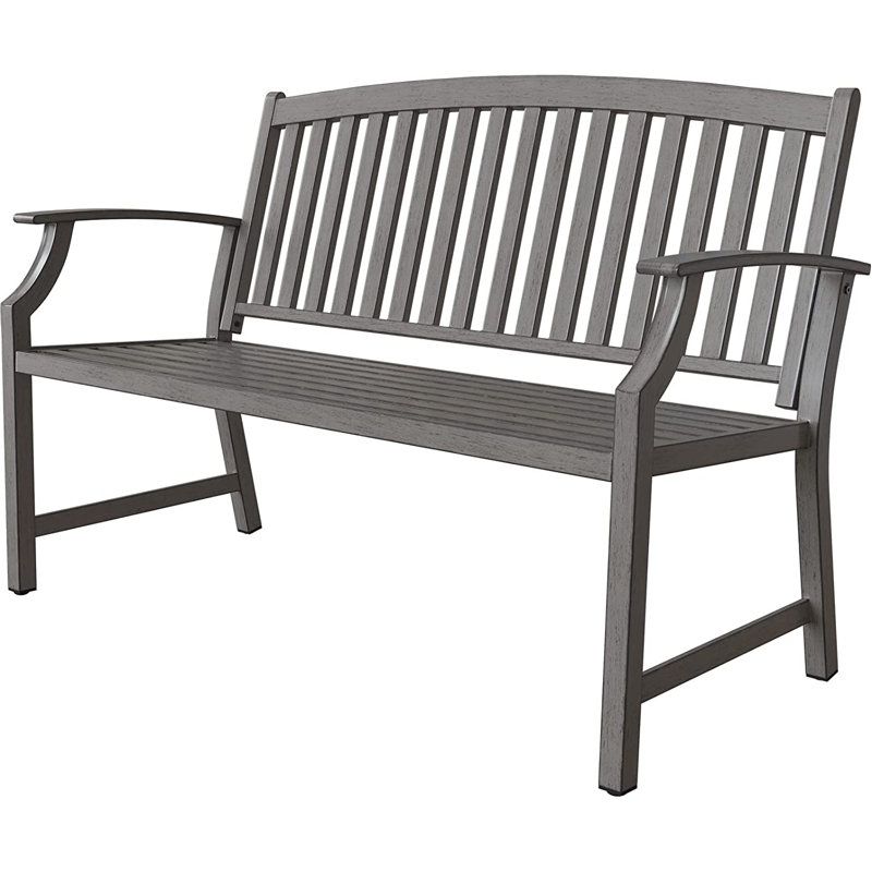 Steel Outdoor Bench, Weathered Grey