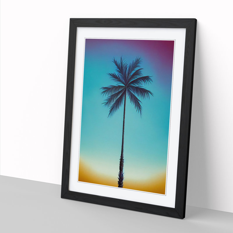 Palm Tree Vol.4 - Single Picture Frame Print, Black, 64cm H x 46cm W x 2cm D
