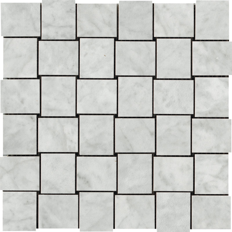 Carreau de mosaïque pour mur et plancher en porcelaine tressée 1,75 po x 2 po Marmi, Carrara Intreccio
